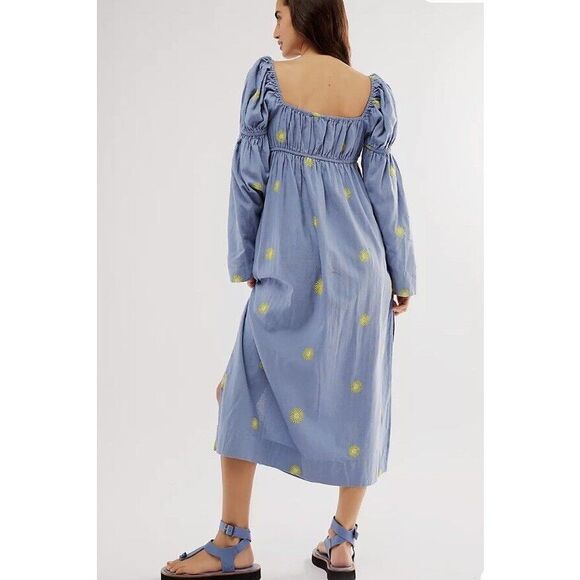 Free People Emory Embroidered Midi Dress Size L - Picture 4 of 10